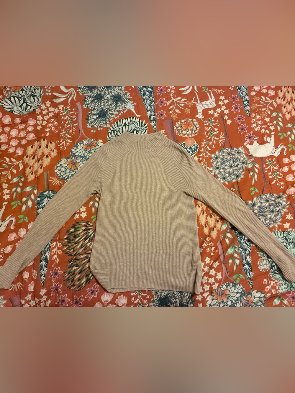 & Other Stories Mock Neck Ribbed Light Beige Sweater